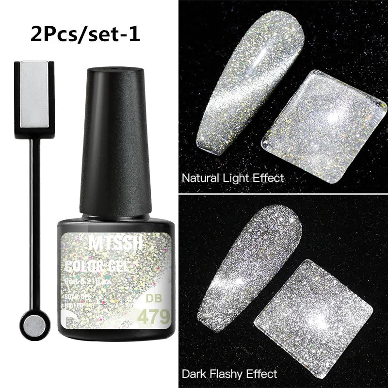 Mtssii Magnetic 5D Cat Eye UV Gel Set Nail Polish Magnet Laser Nail Art Varnish sparkly Sky Jade Effect Soak Off UV Gel Nail Art