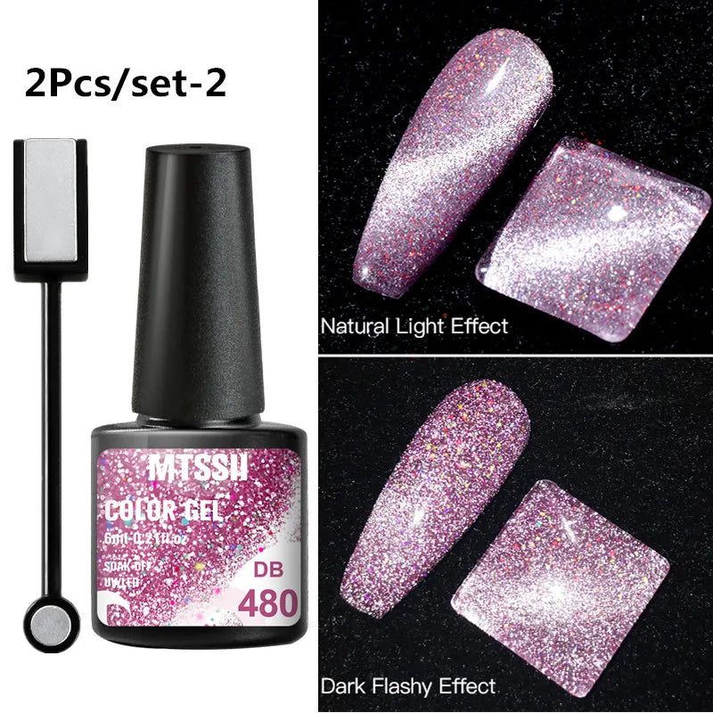 Mtssii Magnetic 5D Cat Eye UV Gel Set Nail Polish Magnet Laser Nail Art Varnish sparkly Sky Jade Effect Soak Off UV Gel Nail Art