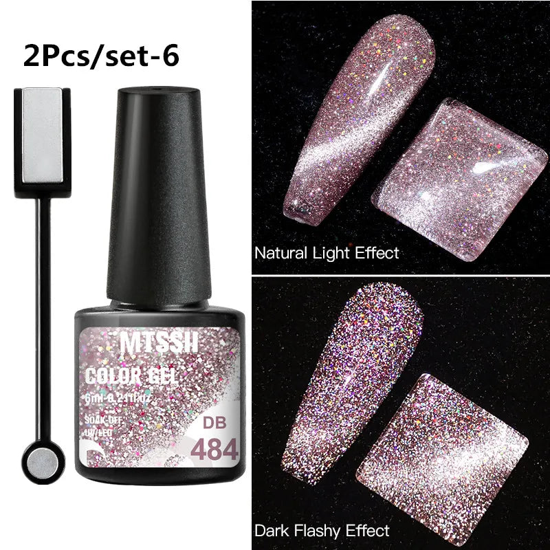 Mtssii Magnetic 5D Cat Eye UV Gel Set Nail Polish Magnet Laser Nail Art Varnish sparkly Sky Jade Effect Soak Off UV Gel Nail Art