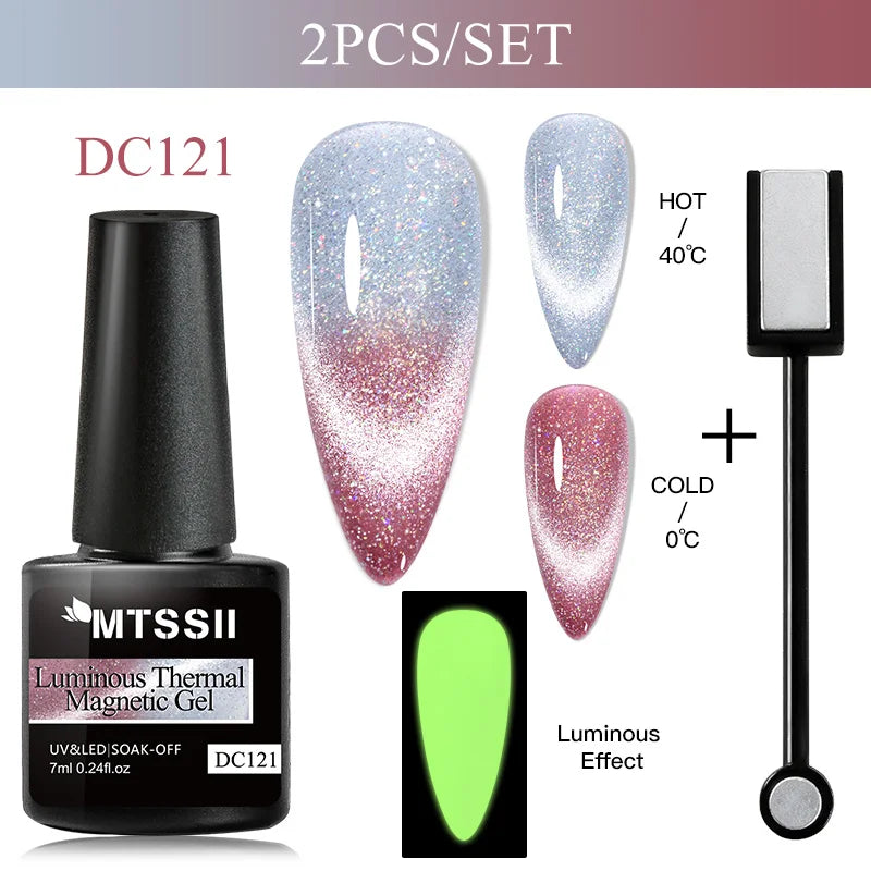 Mtssii Magnetic 5D Cat Eye UV Gel Set Nail Polish Magnet Laser Nail Art Varnish sparkly Sky Jade Effect Soak Off UV Gel Nail Art