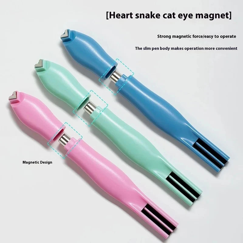 3 in 1 Cat Eye Nail Magnet Stick Heart Snake Pattern French Cat Eye Effect Magnet for UV Gel Polish Manicure Nail Art DIY Tool