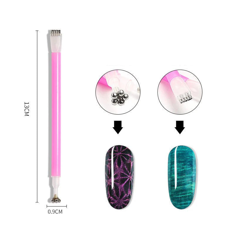 3 in 1 Nails Cat Eye Strong Magnet Kit Heart Cylinder Flower Nail Art Magnetic Pen for Gel Polish Manicure DIY Salon Tools
