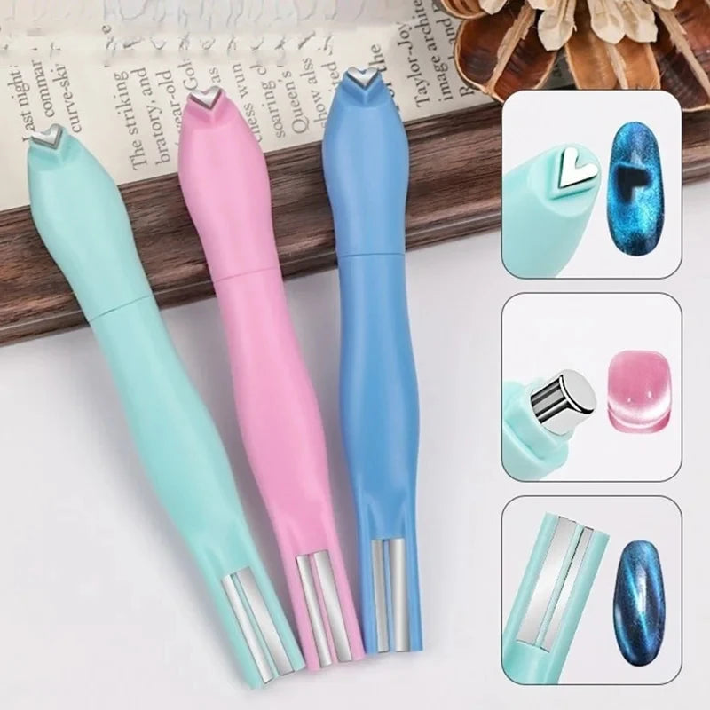 3 in 1 Cat Eye Nail Magnet Stick Heart Snake Pattern French Cat Eye Effect Magnet for UV Gel Polish Manicure Nail Art DIY Tool