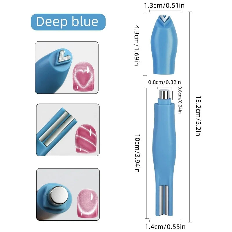 3 in 1 Cat Eye Nail Magnet Stick Heart Snake Pattern French Cat Eye Effect Magnet for UV Gel Polish Manicure Nail Art DIY Tool