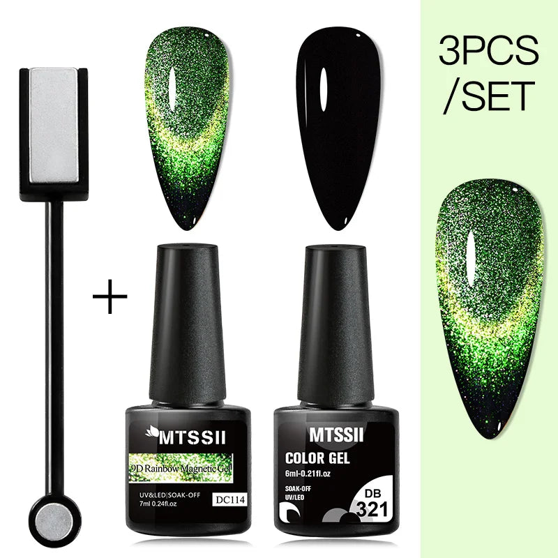 Mtssii Magnetic 5D Cat Eye UV Gel Set Nail Polish Magnet Laser Nail Art Varnish sparkly Sky Jade Effect Soak Off UV Gel Nail Art