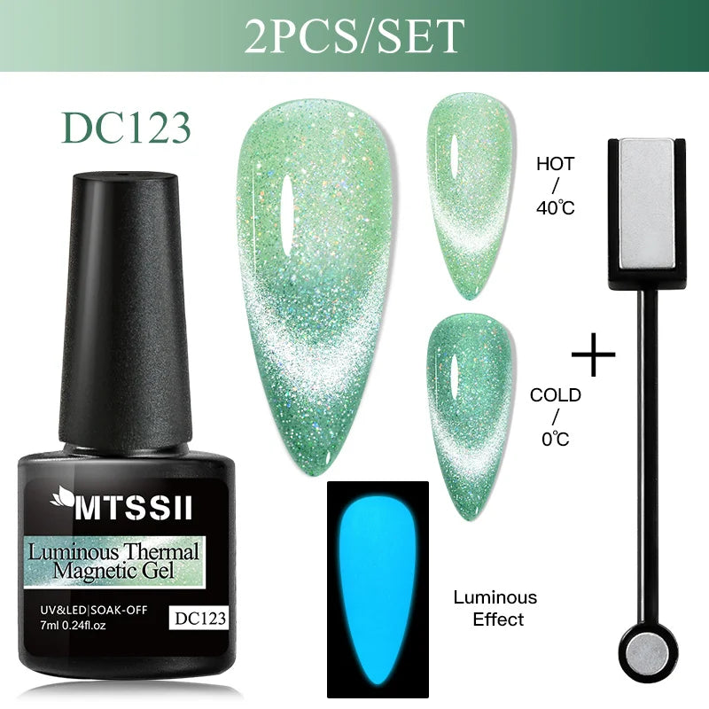 Mtssii Magnetic 5D Cat Eye UV Gel Set Nail Polish Magnet Laser Nail Art Varnish sparkly Sky Jade Effect Soak Off UV Gel Nail Art