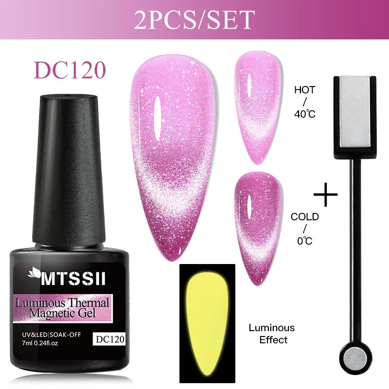 Mtssii Magnetic 5D Cat Eye UV Gel Set Nail Polish Magnet Laser Nail Art Varnish sparkly Sky Jade Effect Soak Off UV Gel Nail Art