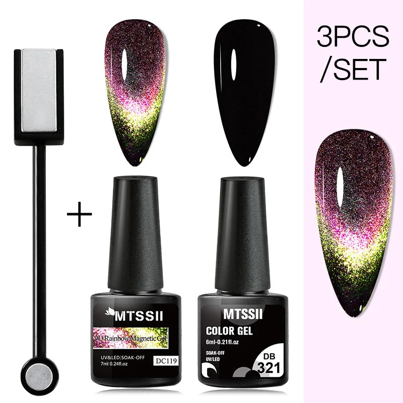 Mtssii Magnetic 5D Cat Eye UV Gel Set Nail Polish Magnet Laser Nail Art Varnish sparkly Sky Jade Effect Soak Off UV Gel Nail Art