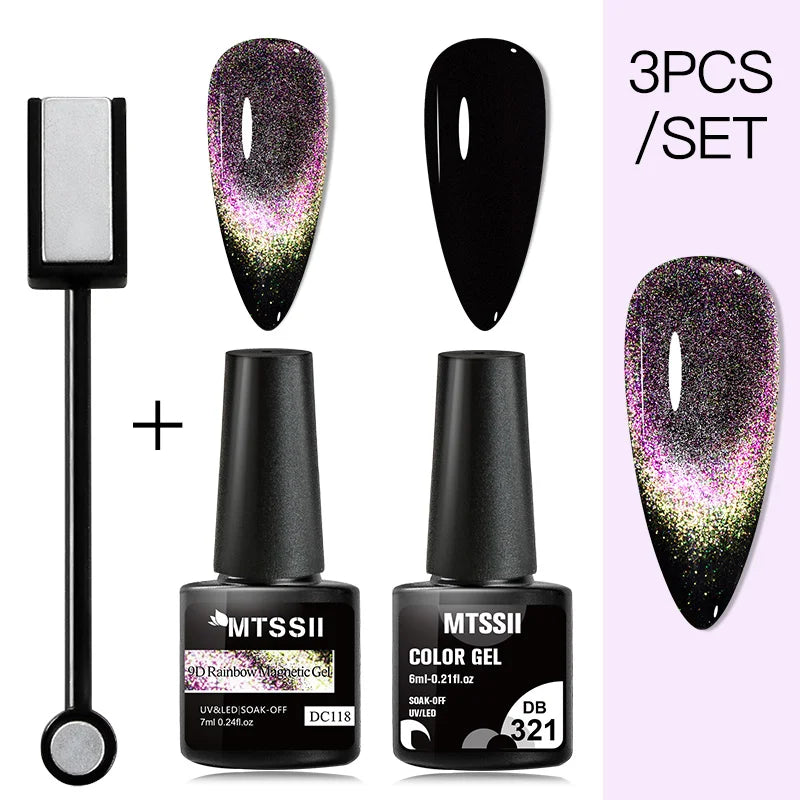 Mtssii Magnetic 5D Cat Eye UV Gel Set Nail Polish Magnet Laser Nail Art Varnish sparkly Sky Jade Effect Soak Off UV Gel Nail Art