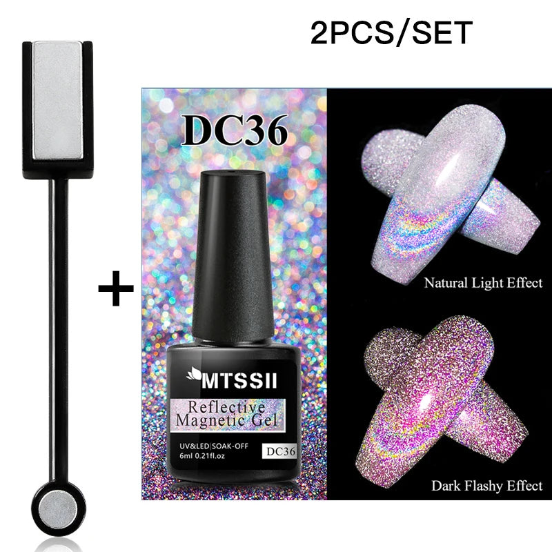 Mtssii Magnetic 5D Cat Eye UV Gel Set Nail Polish Magnet Laser Nail Art Varnish sparkly Sky Jade Effect Soak Off UV Gel Nail Art