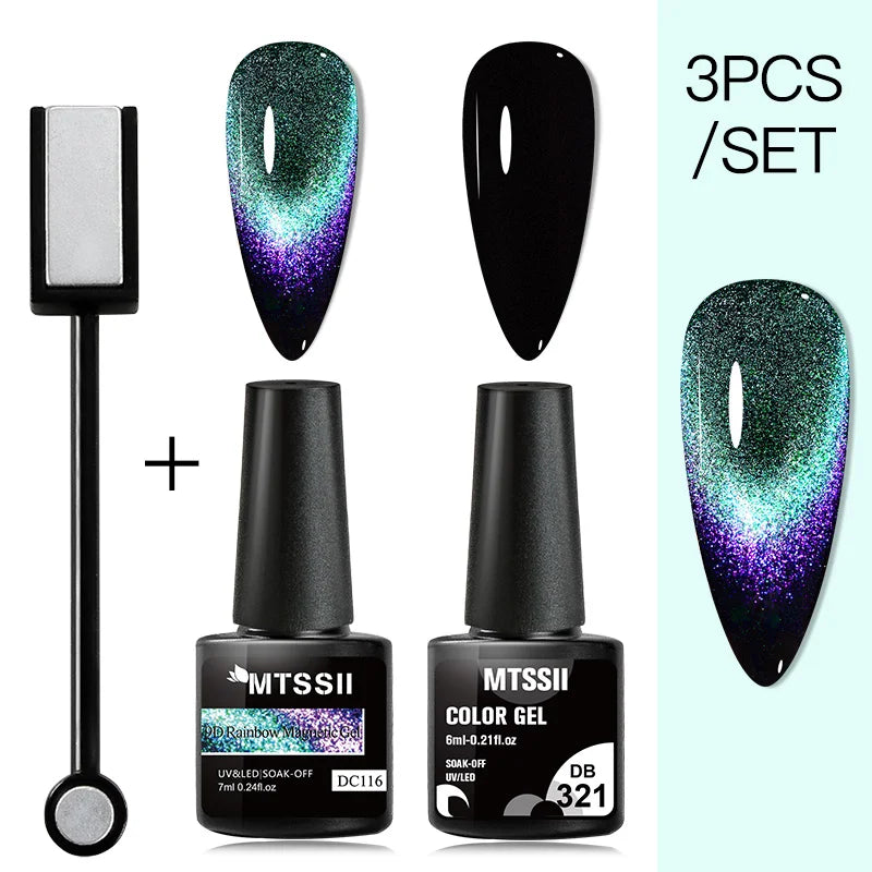 Mtssii Magnetic 5D Cat Eye UV Gel Set Nail Polish Magnet Laser Nail Art Varnish sparkly Sky Jade Effect Soak Off UV Gel Nail Art
