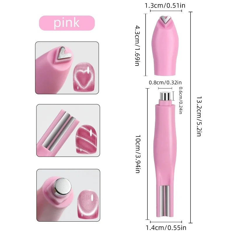 3 in 1 Cat Eye Nail Magnet Stick Heart Snake Pattern French Cat Eye Effect Magnet for UV Gel Polish Manicure Nail Art DIY Tool