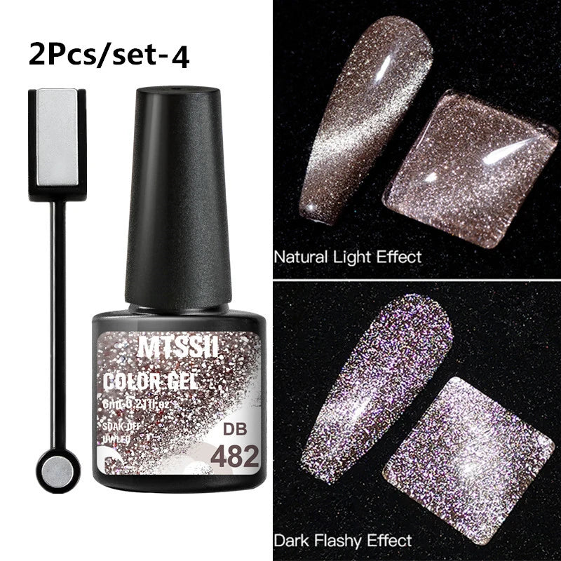 Mtssii Magnetic 5D Cat Eye UV Gel Set Nail Polish Magnet Laser Nail Art Varnish sparkly Sky Jade Effect Soak Off UV Gel Nail Art