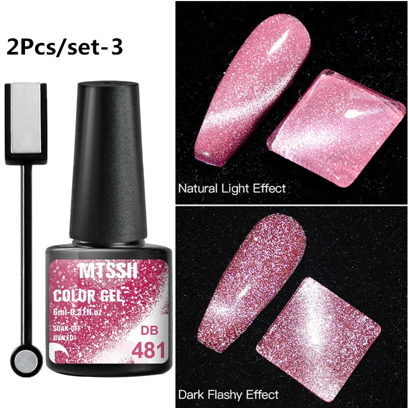 Mtssii Magnetic 5D Cat Eye UV Gel Set Nail Polish Magnet Laser Nail Art Varnish sparkly Sky Jade Effect Soak Off UV Gel Nail Art