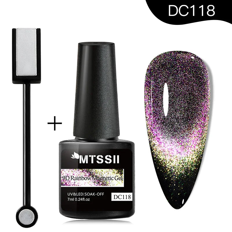 Mtssii Magnetic 5D Cat Eye UV Gel Set Nail Polish Magnet Laser Nail Art Varnish sparkly Sky Jade Effect Soak Off UV Gel Nail Art