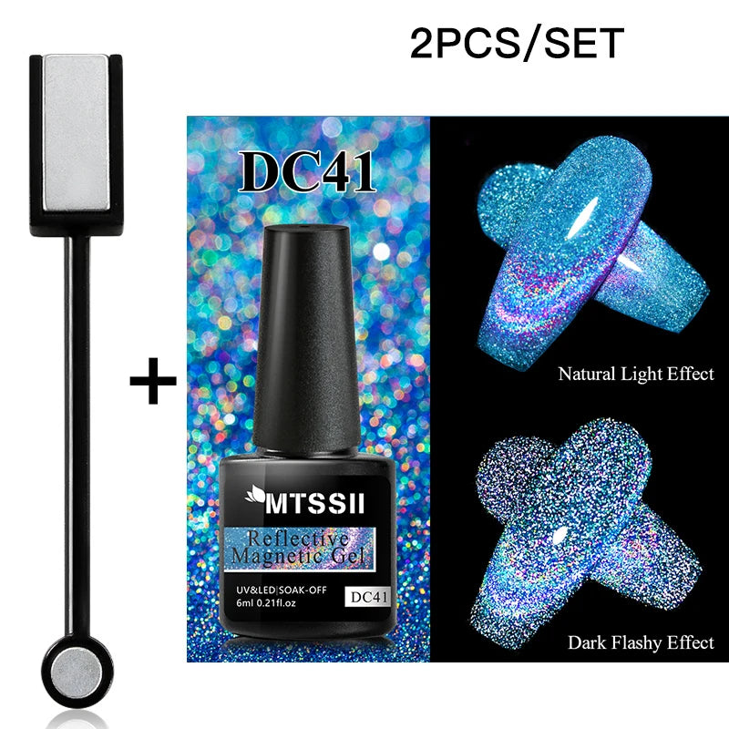 Mtssii Magnetic 5D Cat Eye UV Gel Set Nail Polish Magnet Laser Nail Art Varnish sparkly Sky Jade Effect Soak Off UV Gel Nail Art