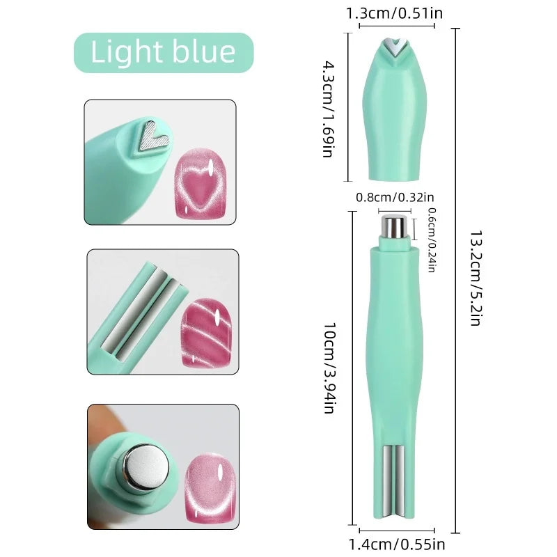 3 in 1 Cat Eye Nail Magnet Stick Heart Snake Pattern French Cat Eye Effect Magnet for UV Gel Polish Manicure Nail Art DIY Tool