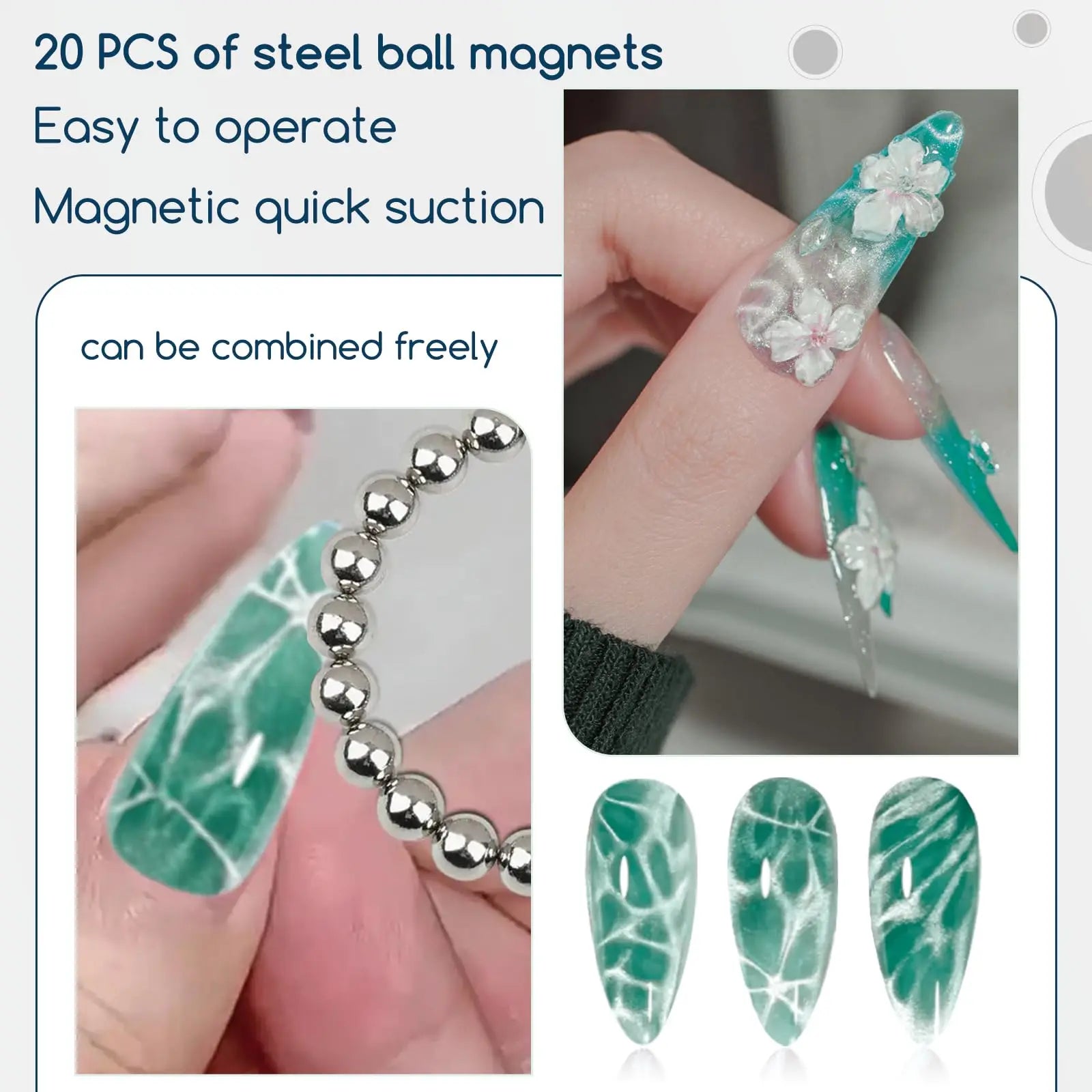 3 in 1 Nails Cat Eye Strong Magnet Kit Heart Cylinder Flower Nail Art Magnetic Pen for Gel Polish Manicure DIY Salon Tools