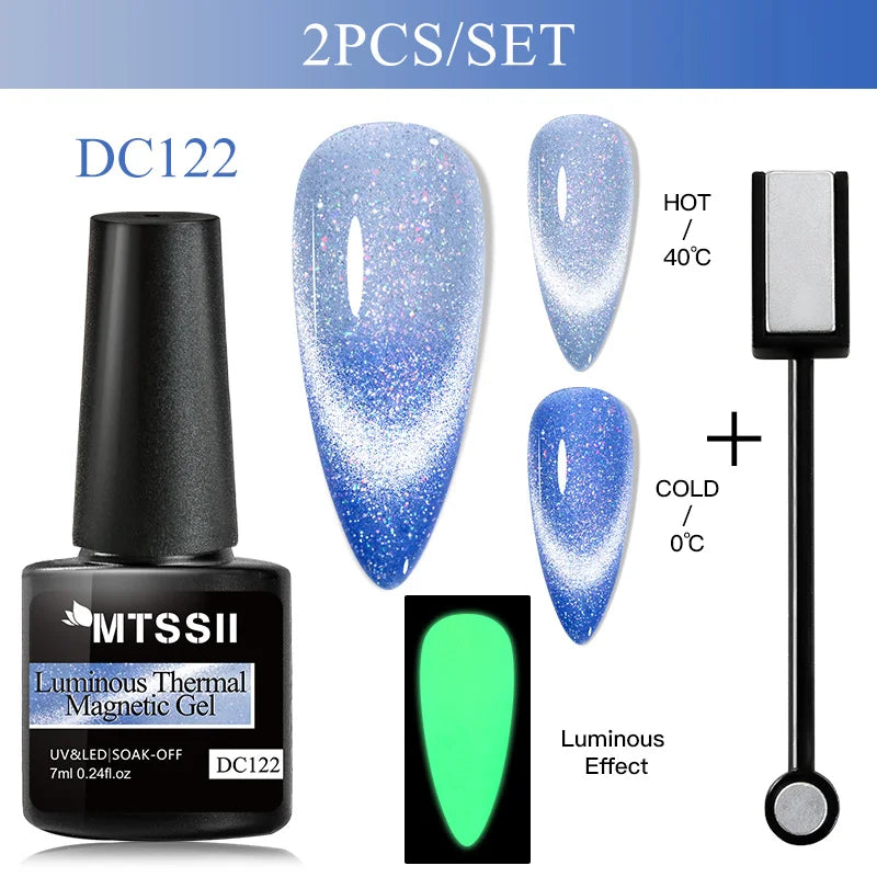 Mtssii Magnetic 5D Cat Eye UV Gel Set Nail Polish Magnet Laser Nail Art Varnish sparkly Sky Jade Effect Soak Off UV Gel Nail Art