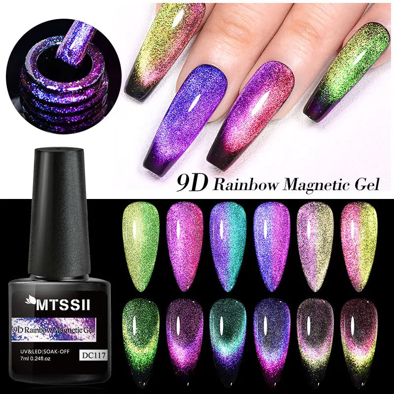 Mtssii Magnetic 5D Cat Eye UV Gel Set Nail Polish Magnet Laser Nail Art Varnish sparkly Sky Jade Effect Soak Off UV Gel Nail Art