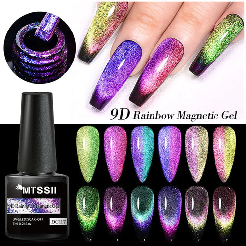 Mtssii Magnetic 5D Cat Eye UV Gel Set Nail Polish Magnet Laser Nail Art Varnish sparkly Sky Jade Effect Soak Off UV Gel Nail Art